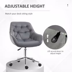Vinsetto Velvet Home Office Chair Desk Chair Adjustable, Dark Grey