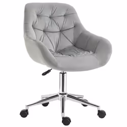 Vinsetto Velvet Home Office Chair Desk Chair Adjustable Height, Grey