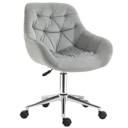Vinsetto Velvet Home Office Chair Desk Chair Adjustable Height, Grey