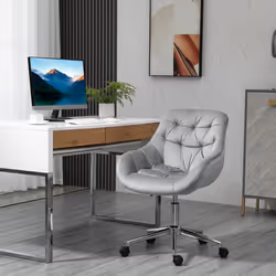 Vinsetto Velvet Home Office Chair Desk Chair Adjustable Height, Grey