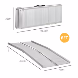 HOMCOM 183 x 72 cm Ramp Aluminum Folding Mobility Scooter Wheelchair Threshold
