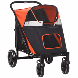 PawHut Foldable Dog Carriage w/ Universal Wheels, Shock Absorber - Grey - Additional view 6