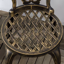 Outsunny 3 PCs Cast Aluminium Bistro Set w/ Parasol Hole for Balcony, Brown - Additional view 5