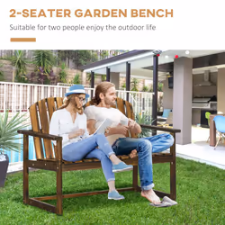 Outsunny Wooden Bench for Two People, Patio Loveseat Chair w/ Slatted Backrest - Additional view 4
