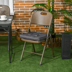 Outsunny 42 x 42cm Replacement Garden Seat Cushion Pad with Ties, Grey