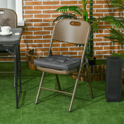 Outsunny 42 x 42cm Replacement Garden Seat Cushion Pad with Ties, Grey