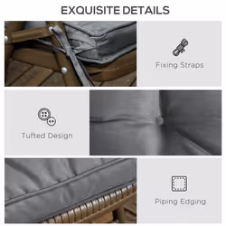 Outsunny 42 x 42cm Replacement Garden Seat Cushion Pad with Ties, Grey - Additional view 4
