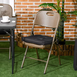 Outsunny 42 x 42cm Replacement Garden Seat Cushion Pad with Ties, Black