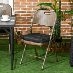 Outsunny 42 x 42cm Replacement Garden Seat Cushion Pad with Ties, Black