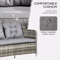 Outsunny 4 PCS Rattan Garden Furniture, Padded Cushions Conversation Sofa Set