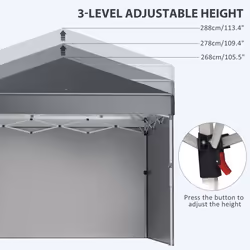 Outsunny 3x3 (M) Pop Up Gazebo Party Tent w/ 2 Sidewalls, Weight Bags Dark Grey - Additional view 7