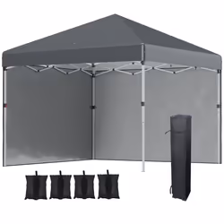 Outsunny 3x3 (M) Pop Up Gazebo Party Tent w/ 2 Sidewalls, Weight Bags Dark Grey - Additional view 8