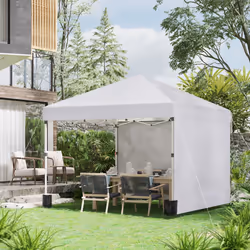 Outsunny 3x3 (M) Pop Up Gazebo Party Tent w/ 2 Sidewalls, Weight Bags, White
