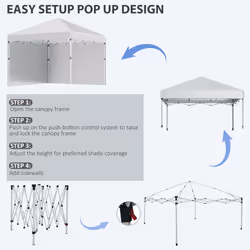Outsunny 3x3 (M) Pop Up Gazebo Party Tent w/ 2 Sidewalls, Weight Bags, White