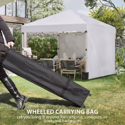 Outsunny 3x3 (M) Pop Up Gazebo Party Tent w/ 2 Sidewalls, Weight Bags, White - Additional view 4