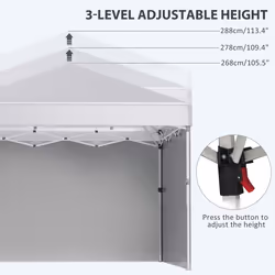 Outsunny 3x3 (M) Pop Up Gazebo Party Tent w/ 2 Sidewalls, Weight Bags, White - Additional view 7