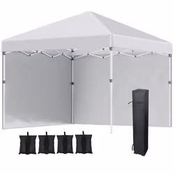Outsunny 3x3 (M) Pop Up Gazebo Party Tent w/ 2 Sidewalls, Weight Bags, White - Additional view 8
