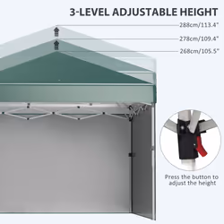 Outsunny 3x3 (M) Pop Up Gazebo Party Tent w/ 2 Sidewalls, Weight Bags, Green