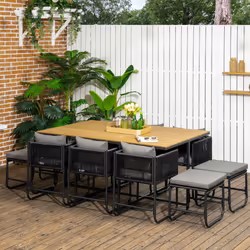 Outsunny Rattan Dining Set, Garden Table & Chair Sets w/ Space-saving Design