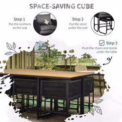 Outsunny Rattan Dining Set, Garden Table & Chair Sets w/ Space-saving Design - Additional view 4