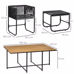 Outsunny Rattan Dining Set, Garden Table & Chair Sets w/ Space-saving Design - Additional view 7