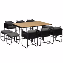 Outsunny Rattan Dining Set, Garden Table & Chair Sets w/ Space-saving Design - Additional view 8