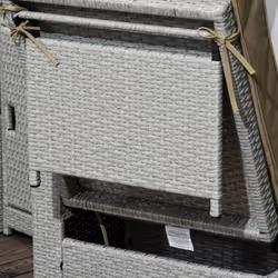 Outsunny Recliner Rattan Sun Lounger w/ Storage Tea Table & Footstools, Beige - Additional view 7
