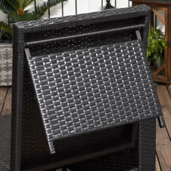 Outsunny Recliner Rattan Sun Lounger w/ Storage Tea Table & Footstools, Balck - Additional view 4