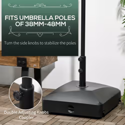 Outsunny Garden Umbrella Base 43kg Water or 60kg Sand Filled with Wheels