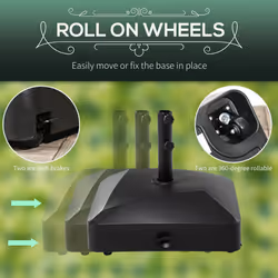 Outsunny Garden Umbrella Base 43kg Water or 60kg Sand Filled with Wheels - Additional view 4
