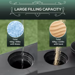 Outsunny Garden Umbrella Base 43kg Water or 60kg Sand Filled with Wheels - Additional view 8