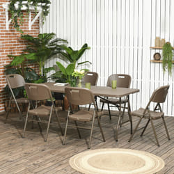 Outsuny HDPE Molding Design Resin Rattan Dining Set, Foldable Table & Chairs