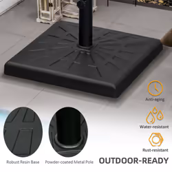 Outsunny 19kg Square Resin Garden Parasol Base for Poles 32mm, 38mm, 48mm - Additional view 4