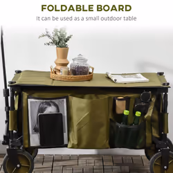 Outsunny Folding Wagon Garden Cart Collapsible Camping Trolley for Outdoor - Additional view 5
