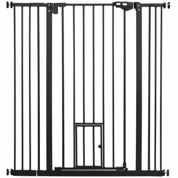 PawHut Extra Tall Dog Gate with Cat Door Auto Close for Stairs 74-101 cm Wide - Additional view 8