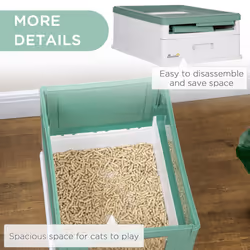 PawHut Hooded Cat Litter Box, Pet Toilet w/ Scoop, Tray - Green - Additional view 5