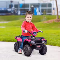 HOMCOM 12V Electric Quad Bike for Kids w/ LED Headlights, Music - Pink