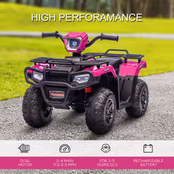HOMCOM 12V Electric Quad Bike for Kids w/ LED Headlights, Music - Pink