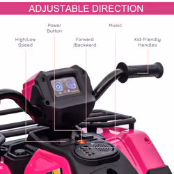HOMCOM 12V Electric Quad Bike for Kids w/ LED Headlights, Music - Pink - Additional view 4