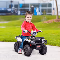 HOMCOM 12V Electric Quad Bike for Kids w/ LED Headlights, Music - White