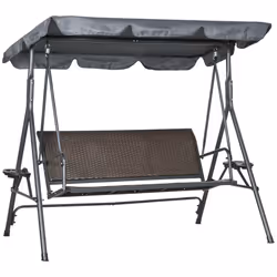 Outsunny 3 Seater Garden Swing Seat Bench w/ Adjustable Canopy, Dark Grey - Additional view 8