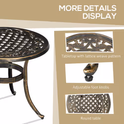 Outsunny 60cm Round Hollow Top Design Side Table with Cast Aluminum Frame - Additional view 4