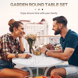 Outsunny Aluminium Bistro Set Garden Coffee Table Chair Outdoor Dining Set White - Additional view 4