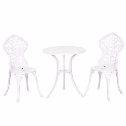 Outsunny Aluminium Bistro Set Garden Coffee Table Chair Outdoor Dining Set White - Additional view 8