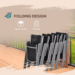 Outsunny 7 Piece Garden Dining Set, Outdoor Table and 6 Chair, Aluminium, Black