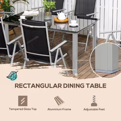 Outsunny 7 Piece Garden Dining Set, Outdoor Table and 6 Chair, Aluminium, Black - Additional view 6