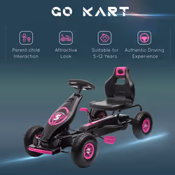 HOMCOM Children Pedal Go Kart w/ Adjustable Seat, Rubber Wheels, Brake - Pink - Additional view 6