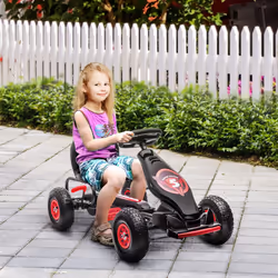 HOMCOM Children Pedal Go Kart w/ Adjustable Seat, Rubber Wheels, Brake - Red