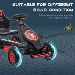 HOMCOM Children Pedal Go Kart w/ Adjustable Seat, Rubber Wheels, Brake - Red - Additional view 4