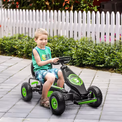 HOMCOM Children Pedal Go Kart w/ Adjustable Seat, Rubber Wheels, Brake - Green